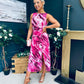 Bay Boat Neck Keyhole Detail Midi Dress Burnout Pink