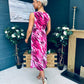 Bay Boat Neck Keyhole Detail Midi Dress Burnout Pink