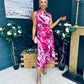 Bay Boat Neck Keyhole Detail Midi Dress Burnout Pink