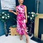 Bay Boat Neck Keyhole Detail Midi Dress Burnout Pink