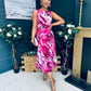 Bay Boat Neck Keyhole Detail Midi Dress Burnout Pink
