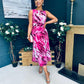 Bay Boat Neck Keyhole Detail Midi Dress Burnout Pink