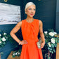 Jean Detailed Occasion Dress Orange