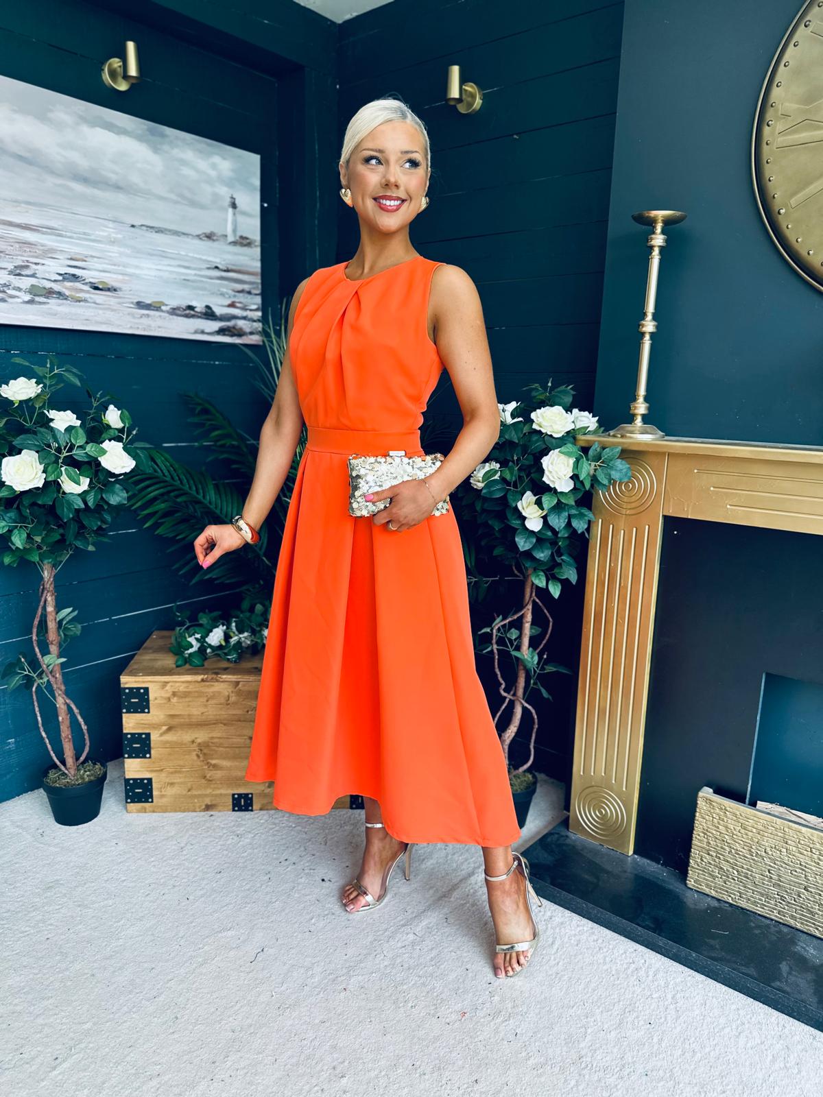 Jean Detailed Occasion Dress Orange
