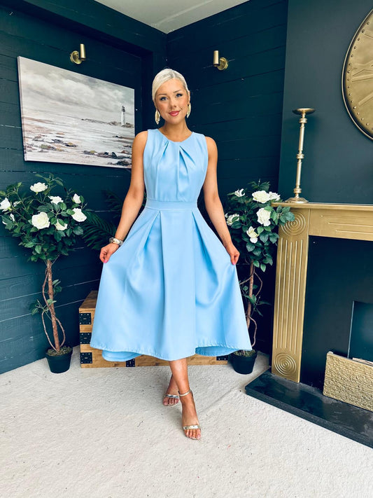 Jean Detailed Occasion Dress Pwr Blue