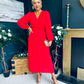 Blaire Banded Midi Dress Red