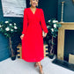 Blaire Banded Midi Dress Red