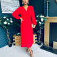 Blaire Banded Midi Dress Red