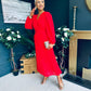 Blaire Banded Midi Dress Red