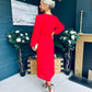 Blaire Banded Midi Dress Red
