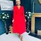Blaire Banded Midi Dress Red