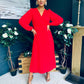 Blaire Banded Midi Dress Red
