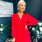 Blaire Banded Midi Dress Red