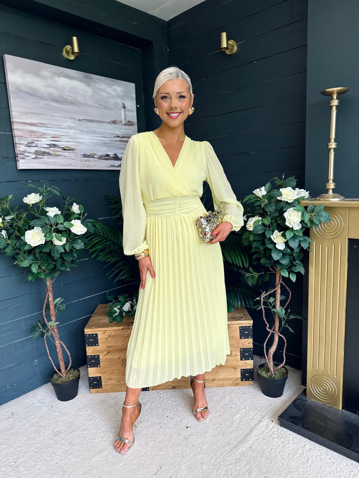 Blaire Banded Midi Dress Yellow Pre Order Arriving 10 May