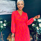 Laoise Banded Midi Dress Pink & Orange