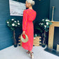 Laoise Banded Midi Dress Pink & Orange