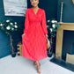 Laoise Banded Midi Dress Pink & Orange