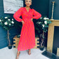 Laoise Banded Midi Dress Pink & Orange
