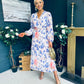 Laoise Banded Midi Dress Floral Cream