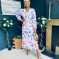 Laoise Banded Midi Dress Floral Cream