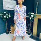 Laoise Banded Midi Dress Floral Cream