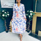 Laoise Banded Midi Dress Floral Cream