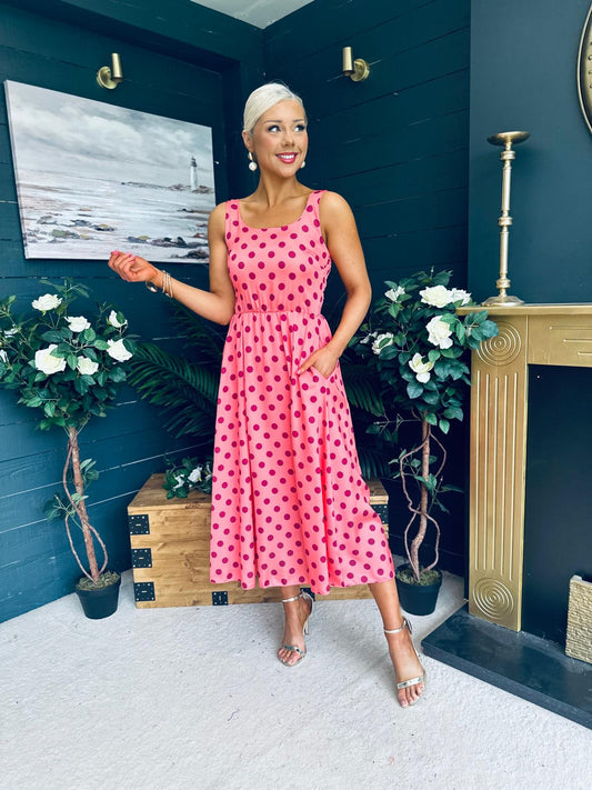 Alice Square Neck Midi Dress Peach