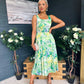 Alice Square Neck Midi Dress Green