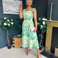 Alice Square Neck Midi Dress Green