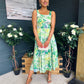 Alice Square Neck Midi Dress Green
