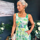 Alice Square Neck Midi Dress Green