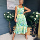 Alice Square Neck Midi Dress Green