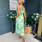 Alice Square Neck Midi Dress Green