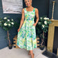 Alice Square Neck Midi Dress Green