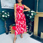 Alice Square Neck Midi Dress Red