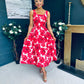Alice Square Neck Midi Dress Red