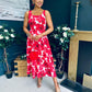 Alice Square Neck Midi Dress Red