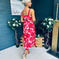 Alice Square Neck Midi Dress Red