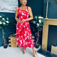 Alice Square Neck Midi Dress Red