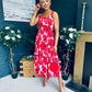 Alice Square Neck Midi Dress Red