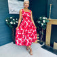 Alice Square Neck Midi Dress Red