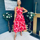 Alice Square Neck Midi Dress Red