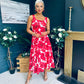 Alice Square Neck Midi Dress Red