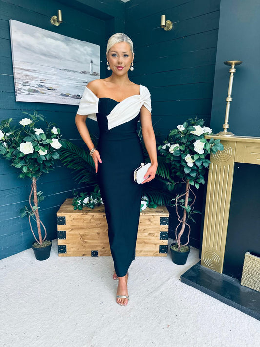 Jacinta Detailed Occasion Dress Monochrome