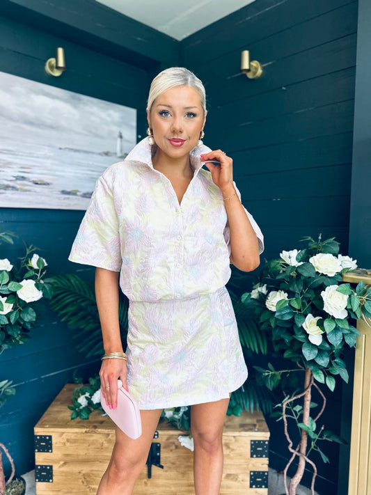 Jess Detailed Top And Skort Set Pink