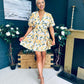 Trina Printed Mini Shirt Dress Yellow