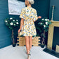 Trina Printed Mini Shirt Dress Yellow