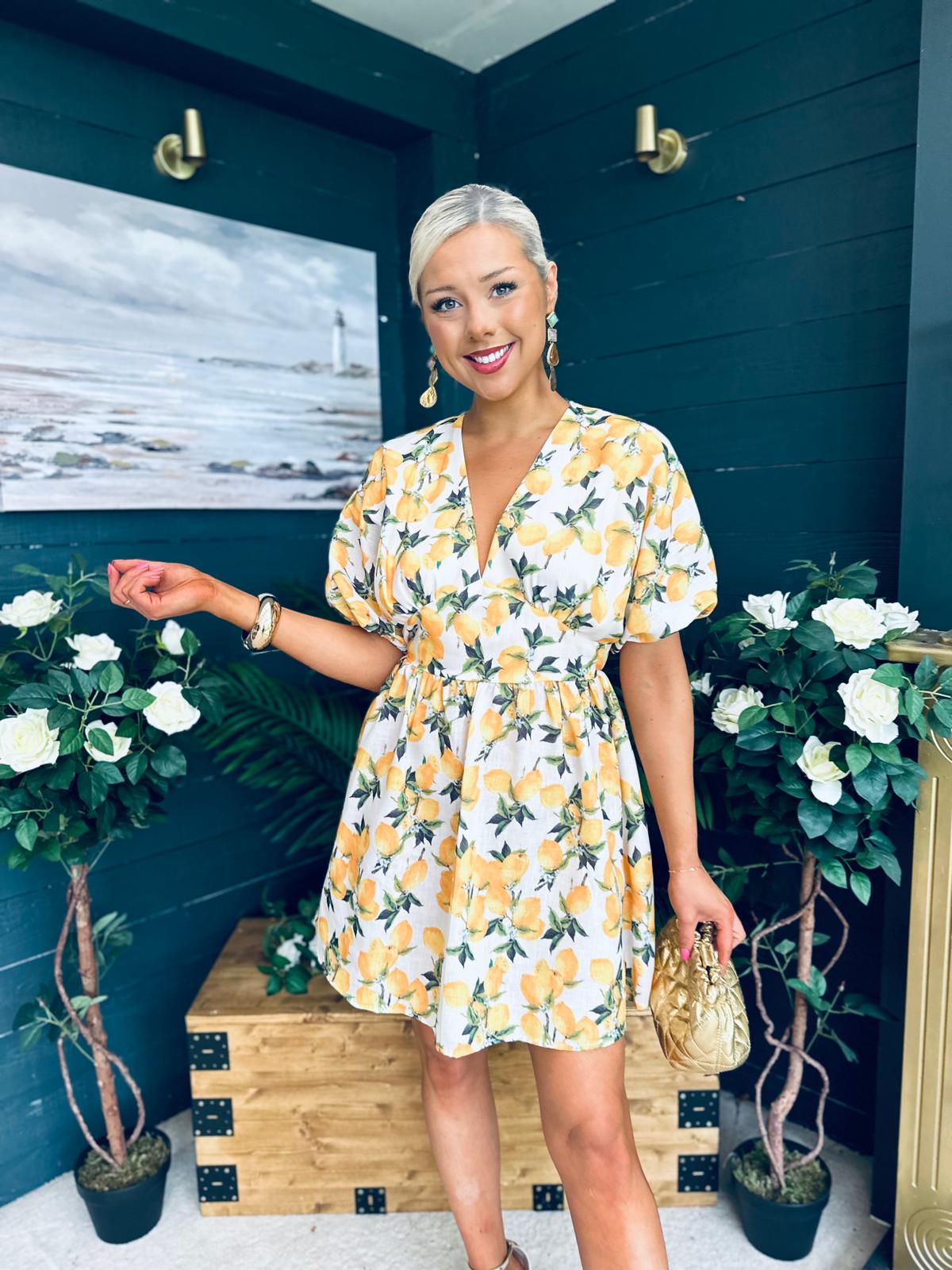 Trina Printed Mini Shirt Dress Yellow