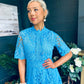 Ciava Crochet Detail Occasion Dress Blue