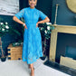 Ciava Crochet Detail Occasion Dress Blue